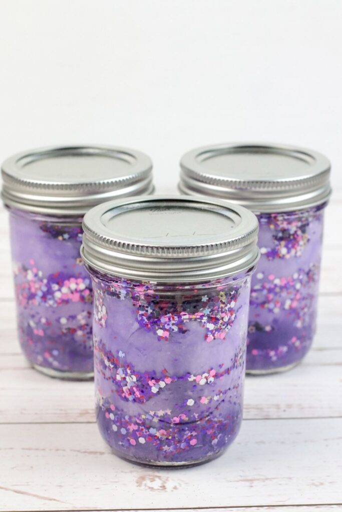 rainy day activity - galaxy jars on counter 