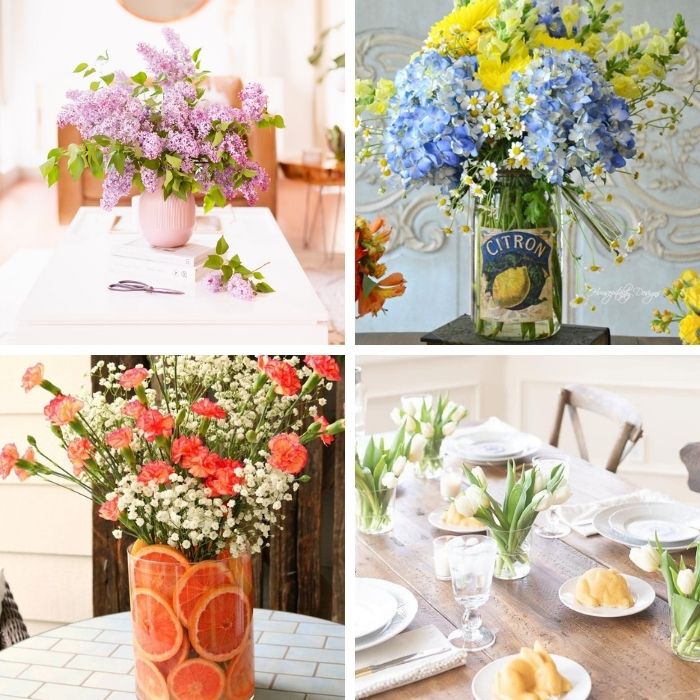 flower arrangements for spring in collage