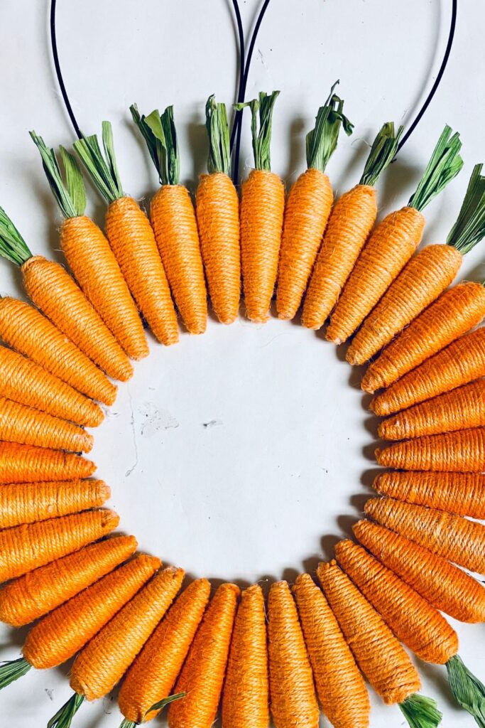 twine carrot wreath on a white background 